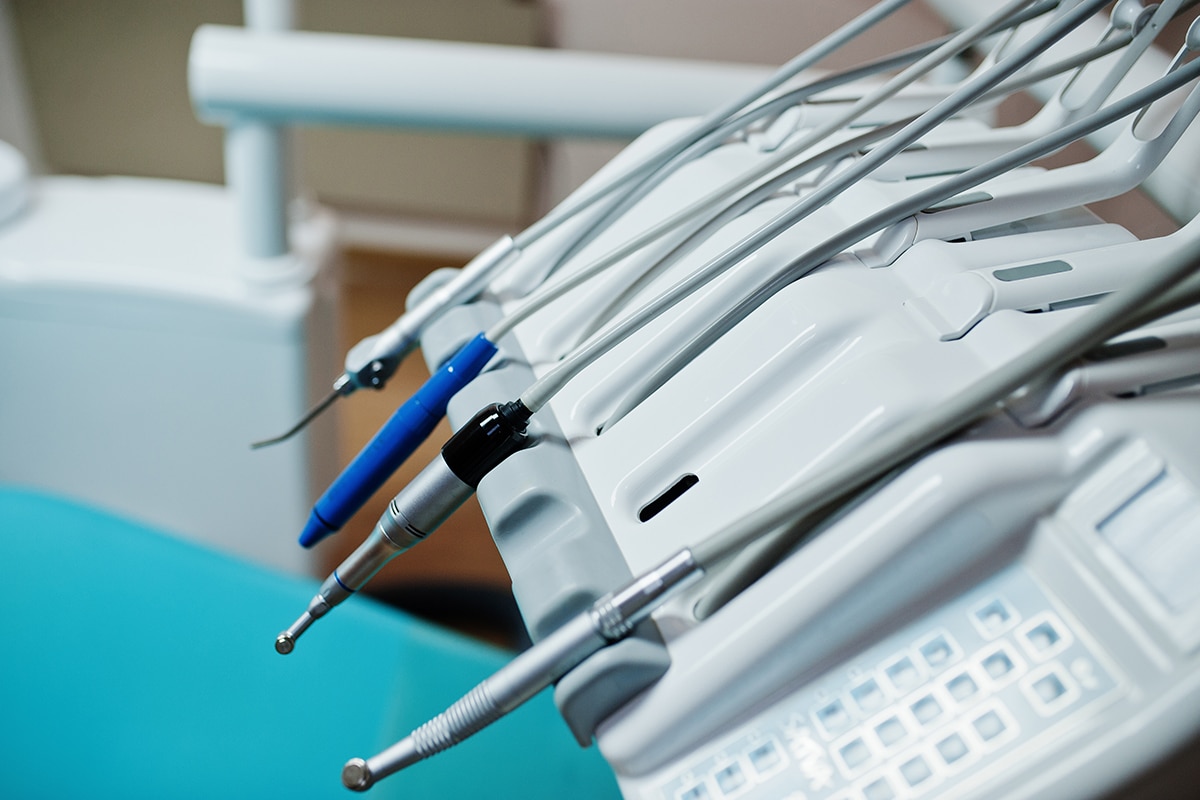 row of dental equipment