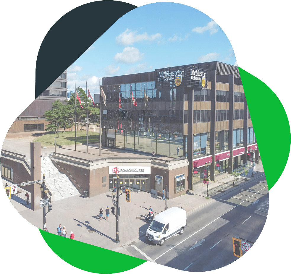 drone photo of the hamilton dentist location inside jackson square mall of Martindale Dental