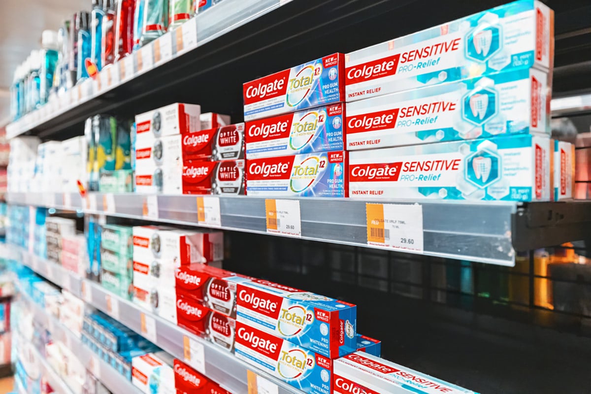 image showing the toothpaste aisle at a local pharmacy in Hamilton Ontario
